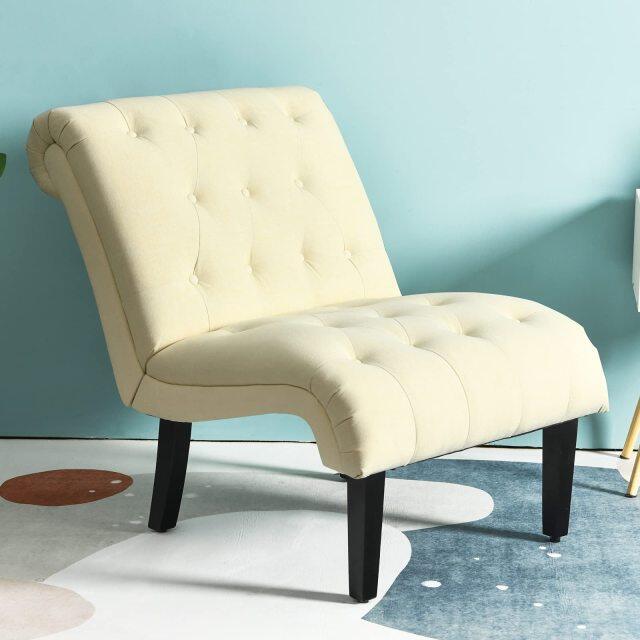 Armless Accent Chair w/Solid Wood Legs & Adjustable Foot Pads