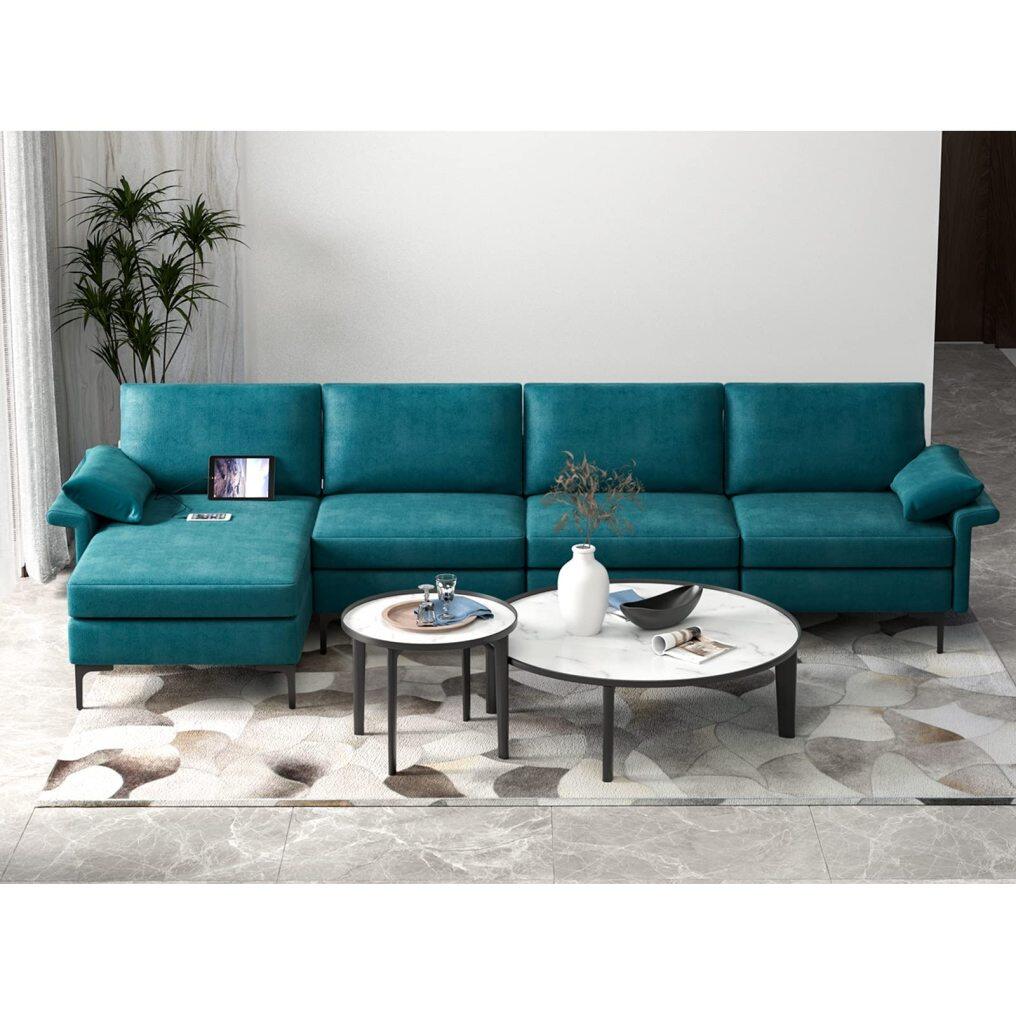 KOMFOTT 130.5 Inch Extra Large Convertible Sectional Sofa, Heavy Duty Steel Frame Modular Sofa Couch for Living Room