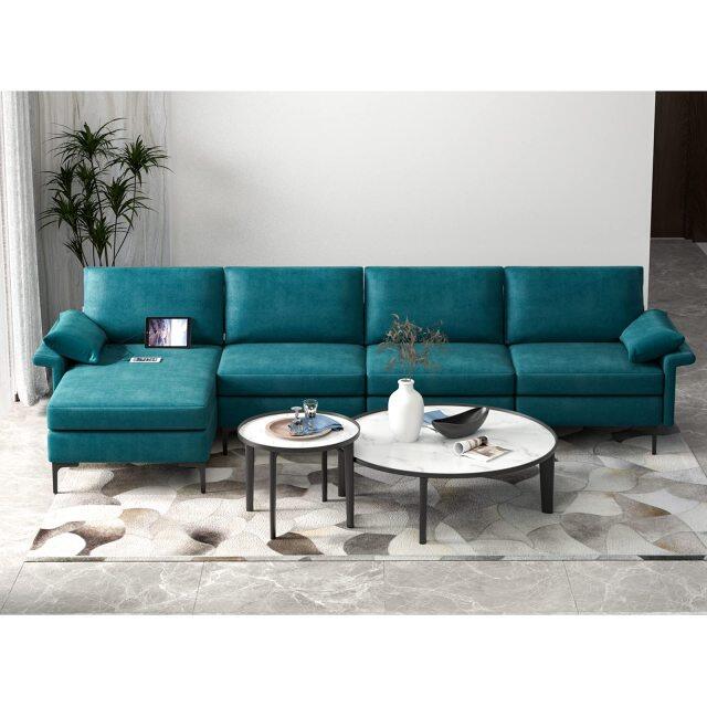 KOMFOTT 130.5 Inch Extra Large Convertible Sectional Sofa, Heavy Duty Steel Frame Modular Sofa Couch for Living Room