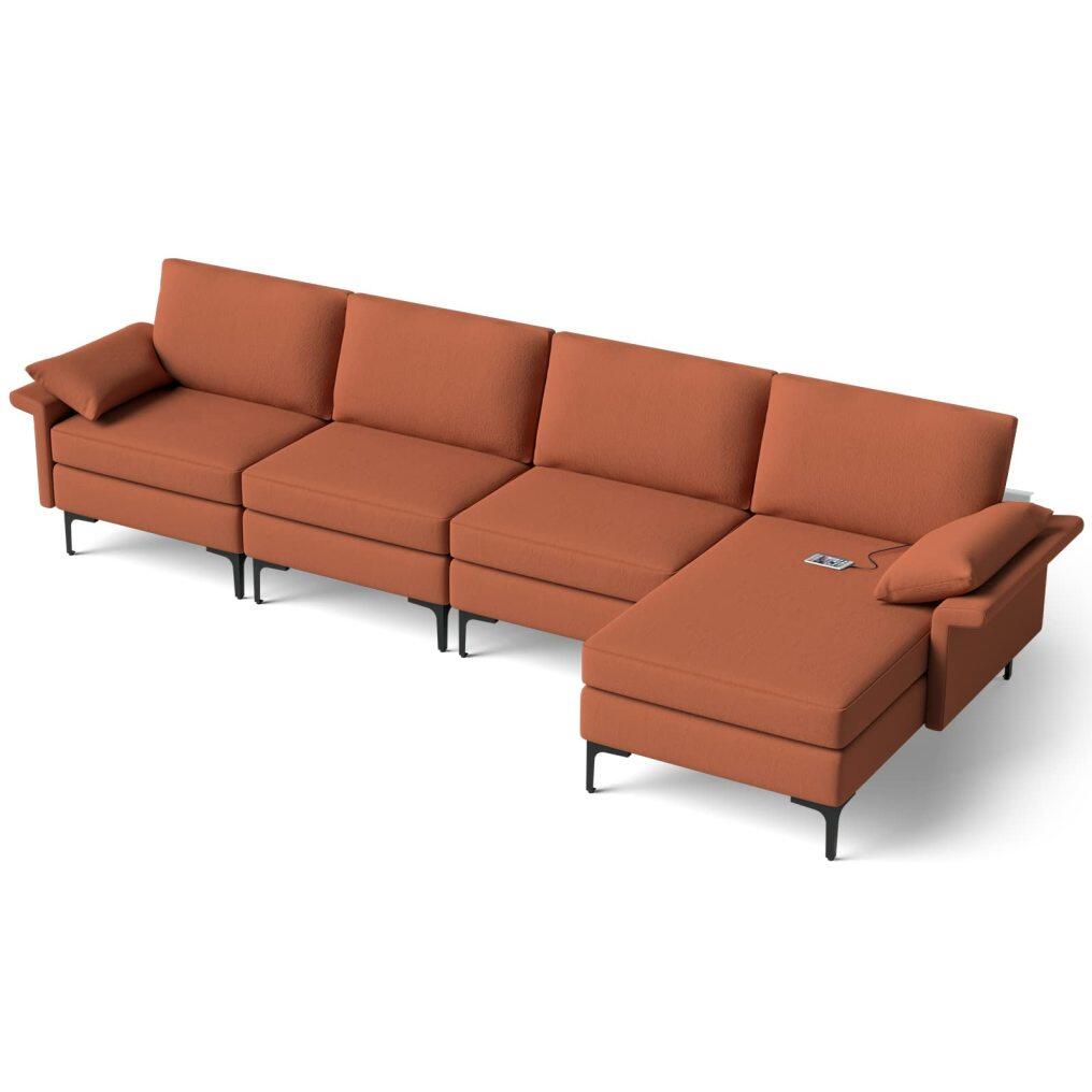 KOMFOTT 130.5 Inch Extra Large Convertible Sectional Sofa, Heavy Duty Steel Frame Modular Sofa Couch for Living Room