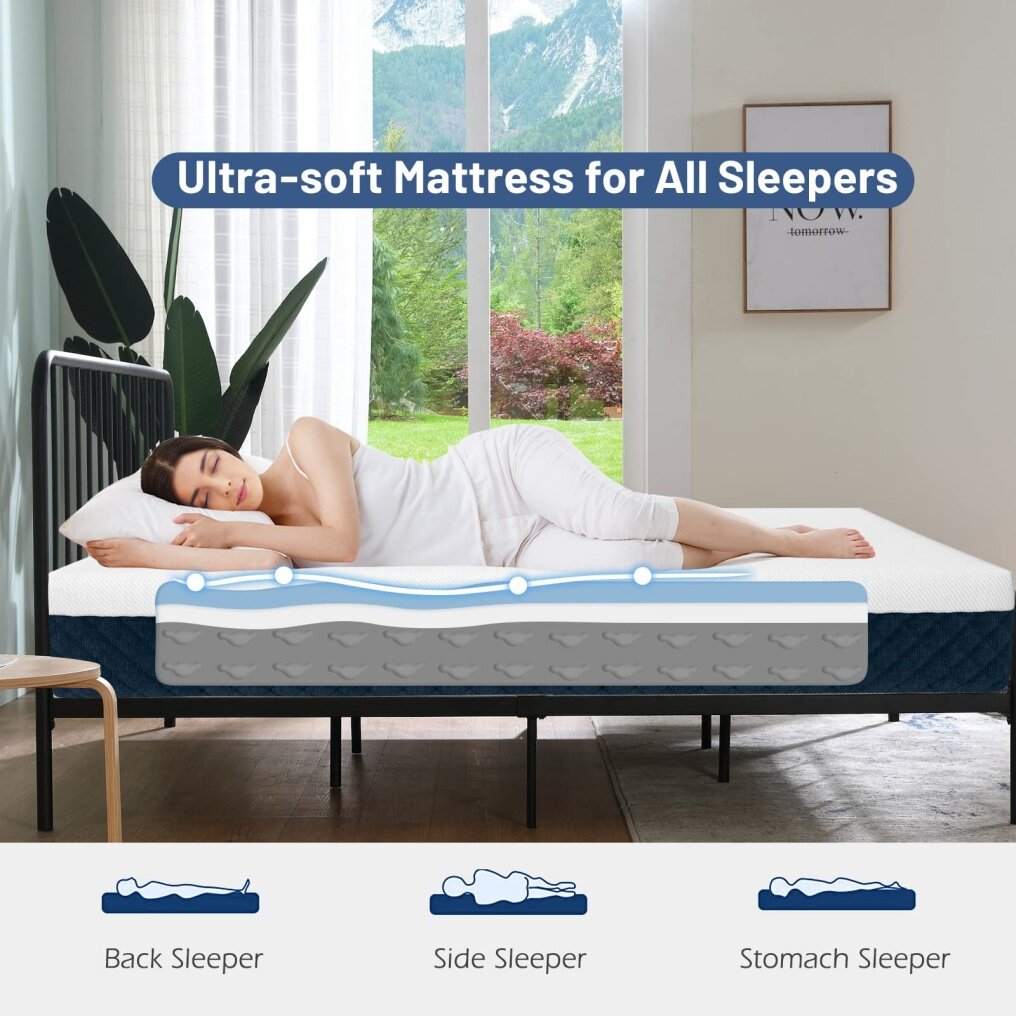 Memory Foam Mattress, 8 inch Mattress Full with Gel Infused Memory Foam & Bamboo Charcoal Foam