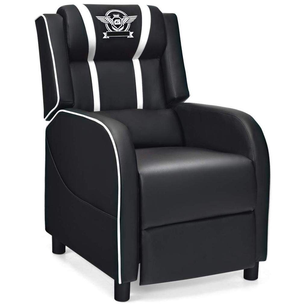 Komfott Recliner Chair, Single Recliner Sofa w/Cushion, Adjustable PU Leather Video Chair Home Theater Seat for Living & Recreation Room