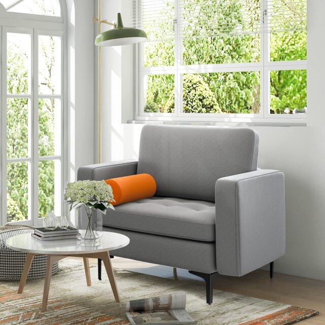 Modern Accent Sofa w/Comfy Cushion Bolster for Bedroom Reception Room