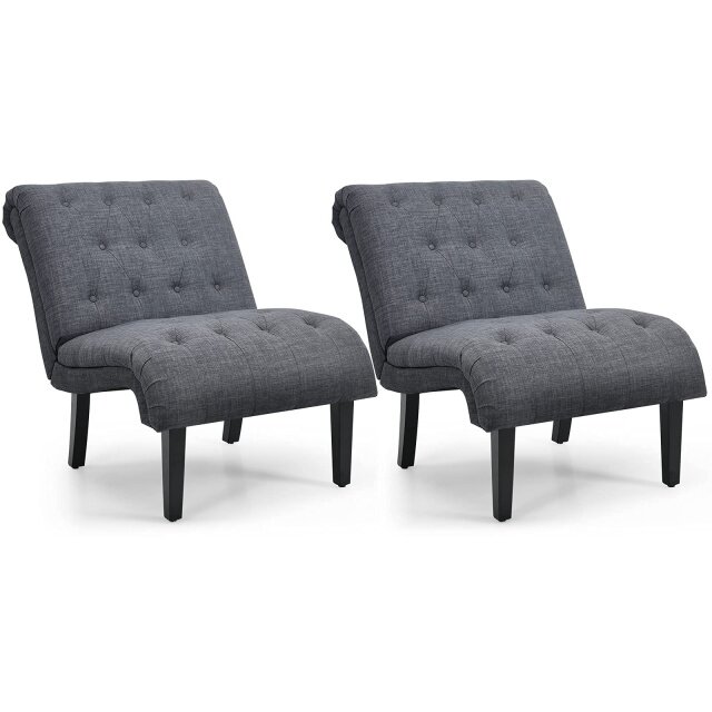 Armless Accent Chair w/Solid Wood Legs & Adjustable Foot Pads