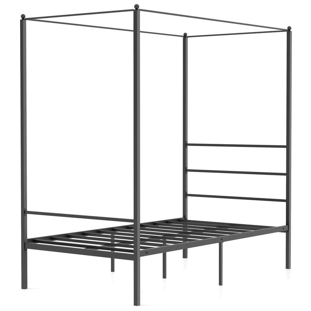 KOMFOTT Metal Canopy Bed Frame Twin/Full/Queen Size, Modern 4 Poster Canopied Platform Bed Frame