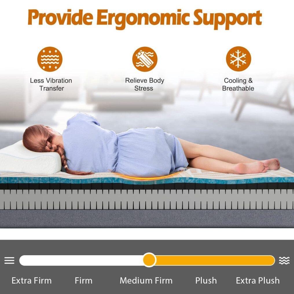 KOMFOTT 10 Inch Adjustable Bed Mattress Twin XL, 3D Transformable Cutting Mattress