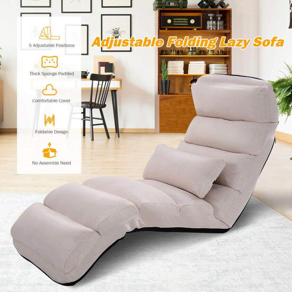 Multifunctional Usage Folding Lazy Sofa Chair W/Pillow