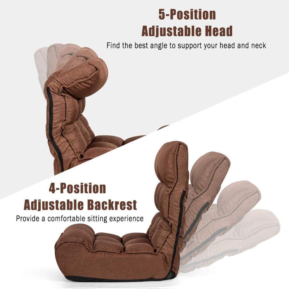 4-Position Folding Lazy Sofa Floor Chair W/Adjustable Backrestand