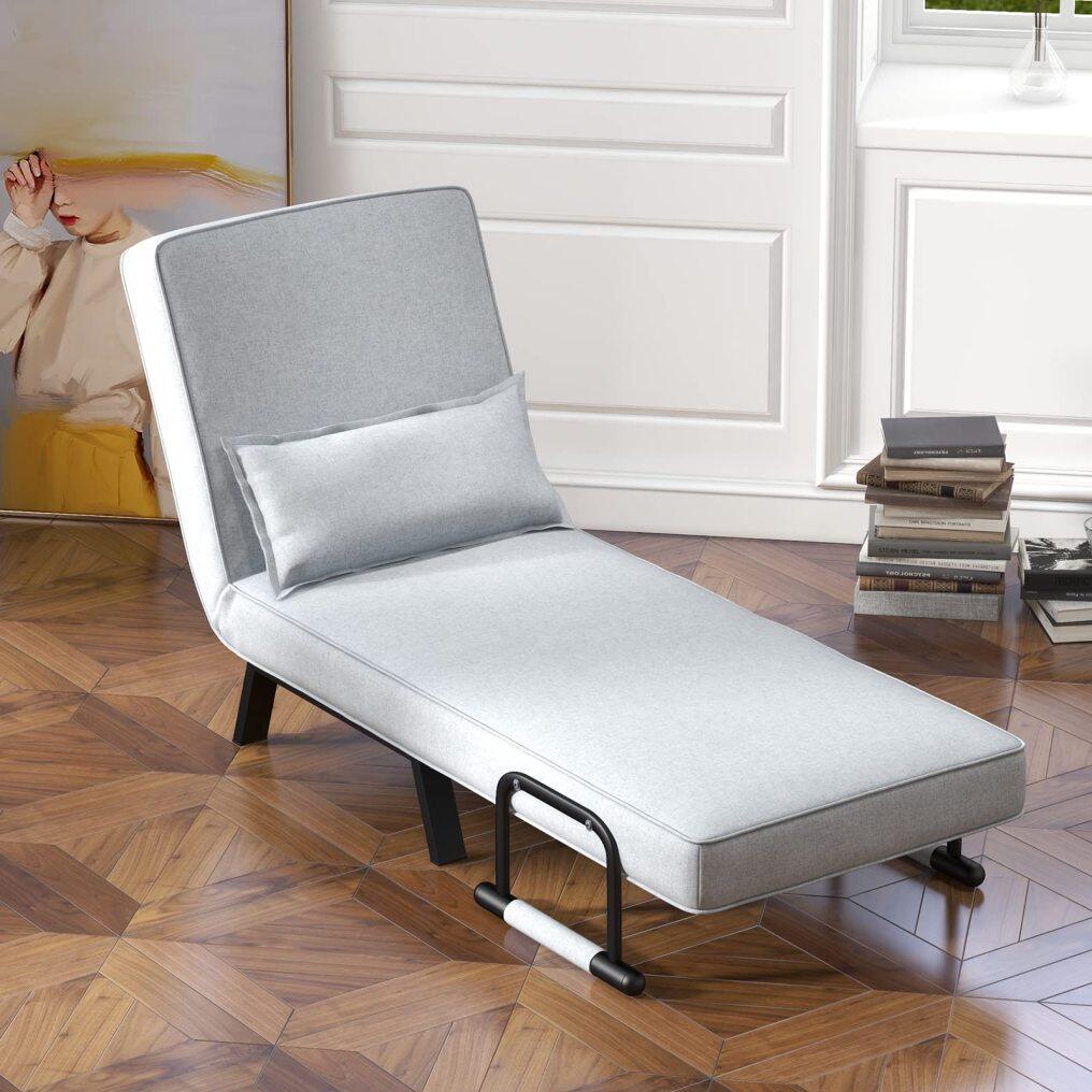 KOMFOTT Convertible Sofa Bed Sleeper Chair, Tri-Fold Armchair Sofa Sleeper with 6 Position Adjustable Backrest