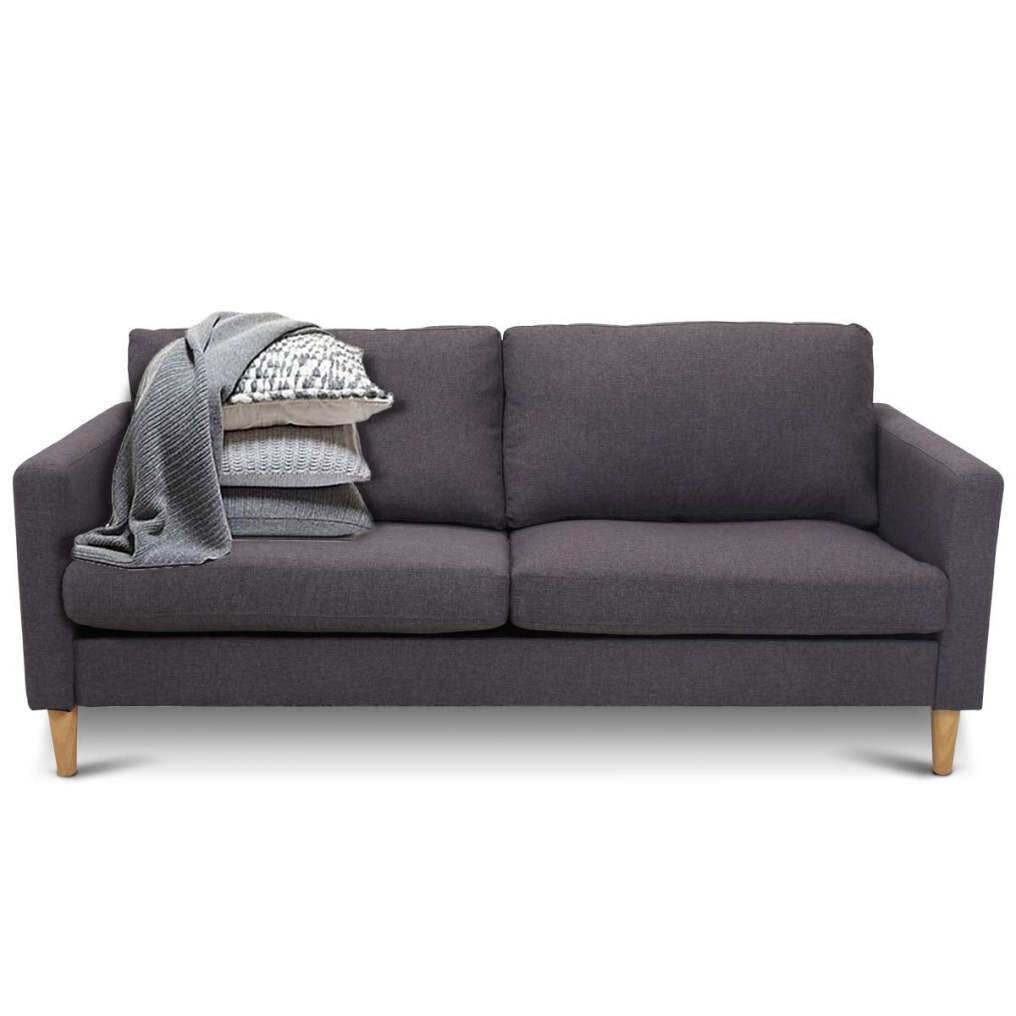 Modern Upholstered Fabric Accent Futon Sofa Bed w/Wood Leg and Armrest