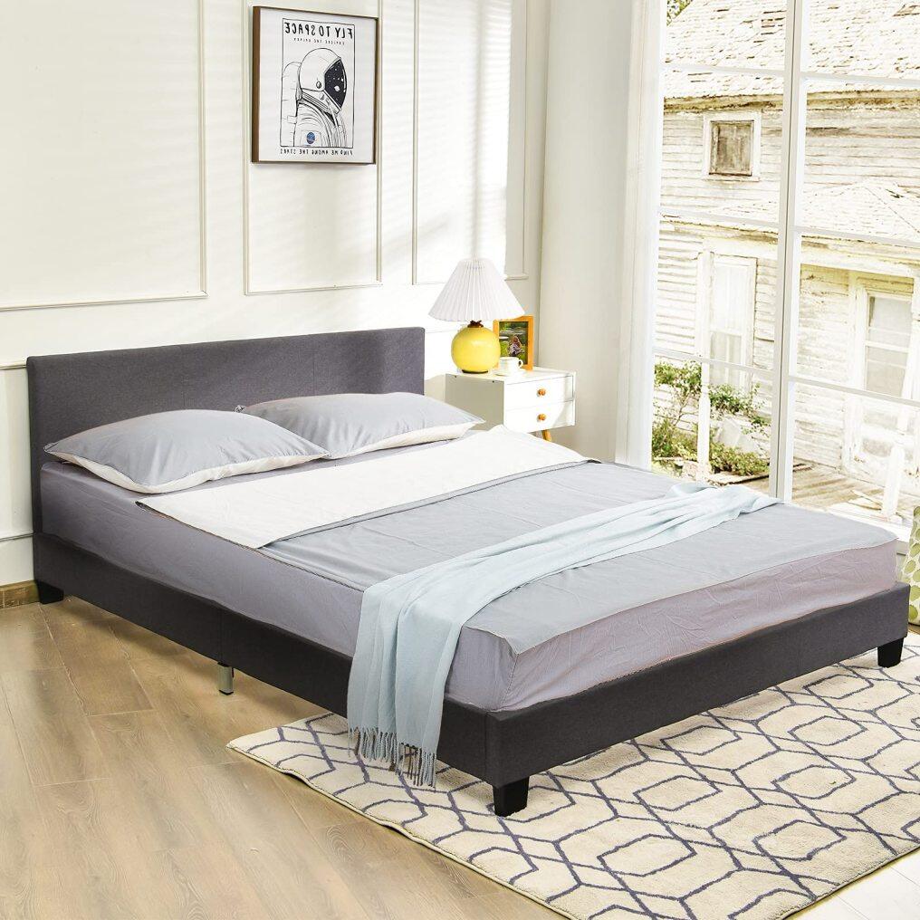 Bed Frame, Headboard, Heavy Duty Wooden Slat Support & Mattress Foundation