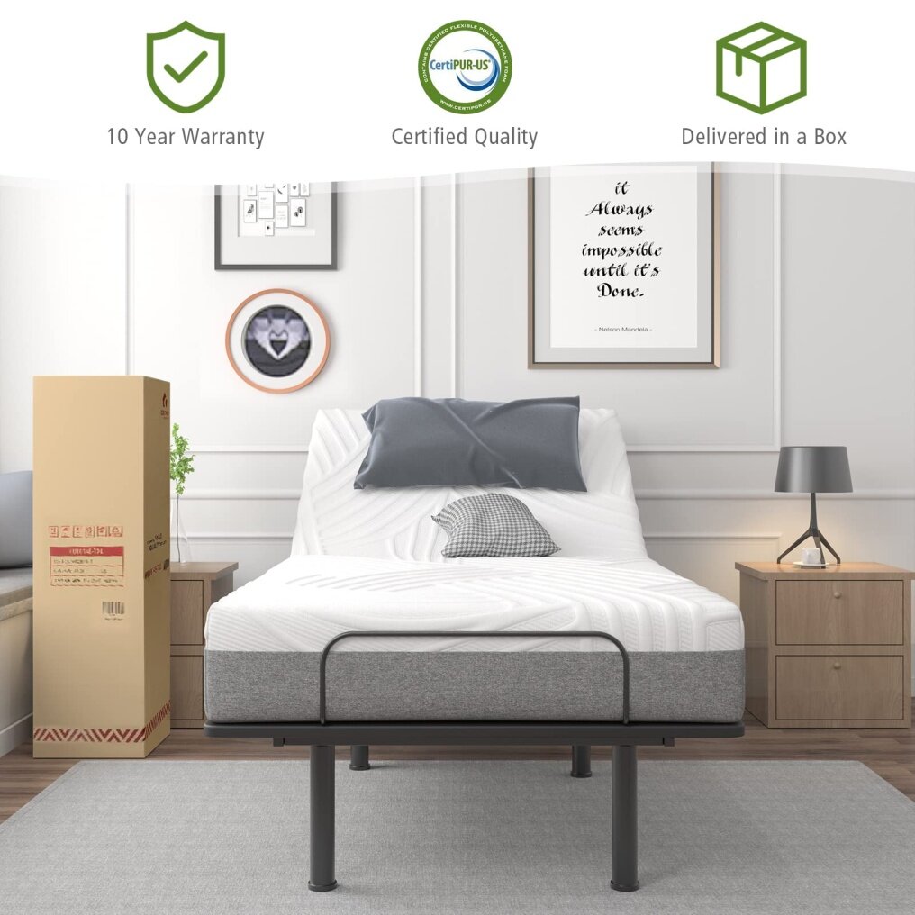 8 Inch Twin XL Bed Mattress，Cool Gel Infusion Memory Foam Mattress for Adjustable Bed