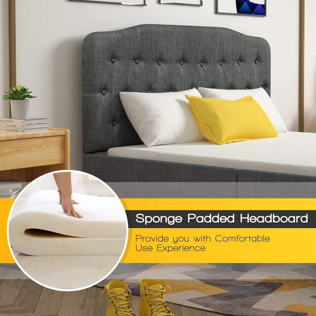 Upholstered Headboard, Adjustable Height from 38" to 53" Platform