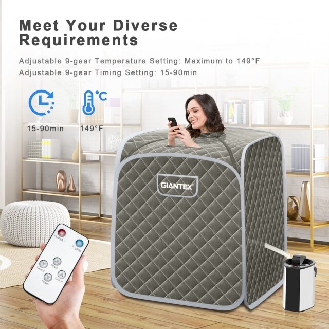Portable 3L Therapeutic Steam Sauna with Blast-Proof Remote Control, 9-Level Adjustable Temperature & Timer