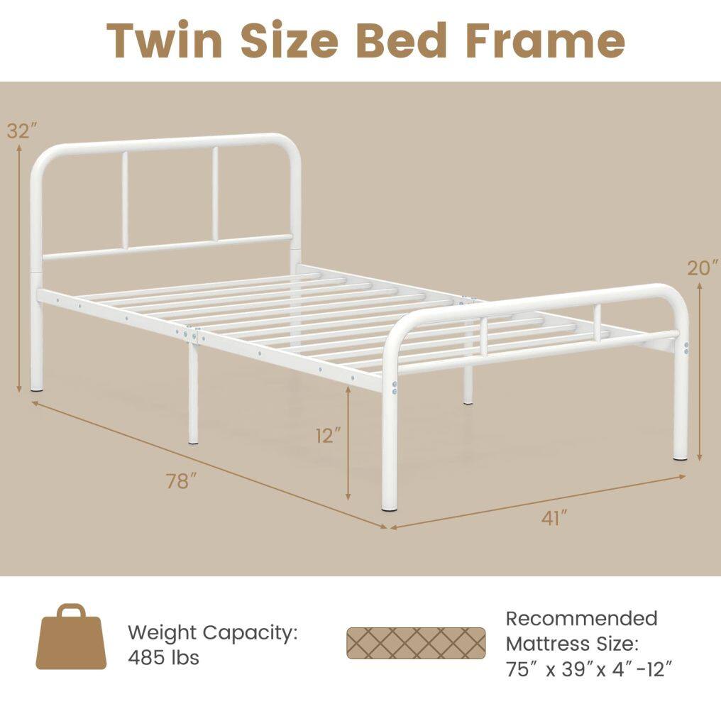 KOMFOTT Twin Size Metal Platform Bed Frame