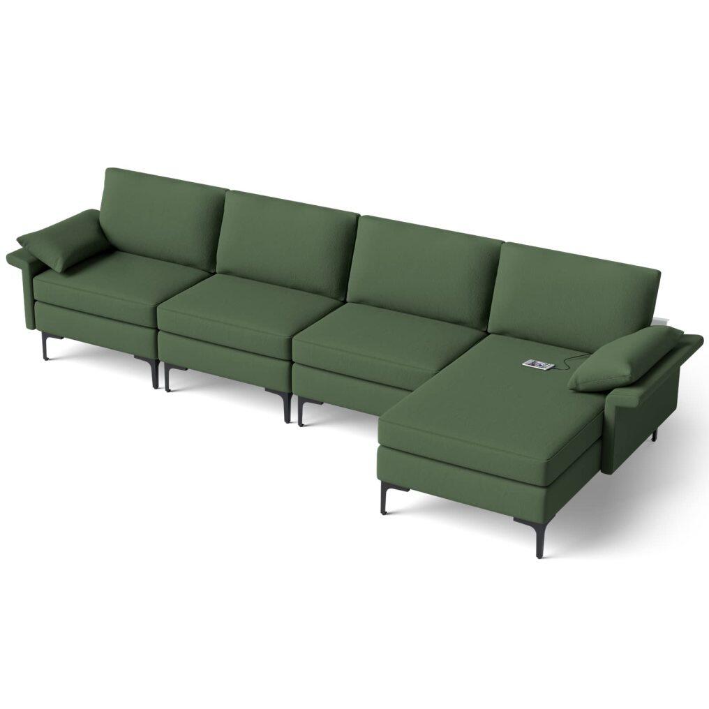 KOMFOTT 130.5 Inch Extra Large Convertible Sectional Sofa, Heavy Duty Steel Frame Modular Sofa Couch for Living Room