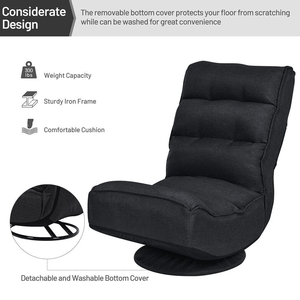 Komfott 360 Degree Swivel and 6 Position Adjustable Folding Floor Chair