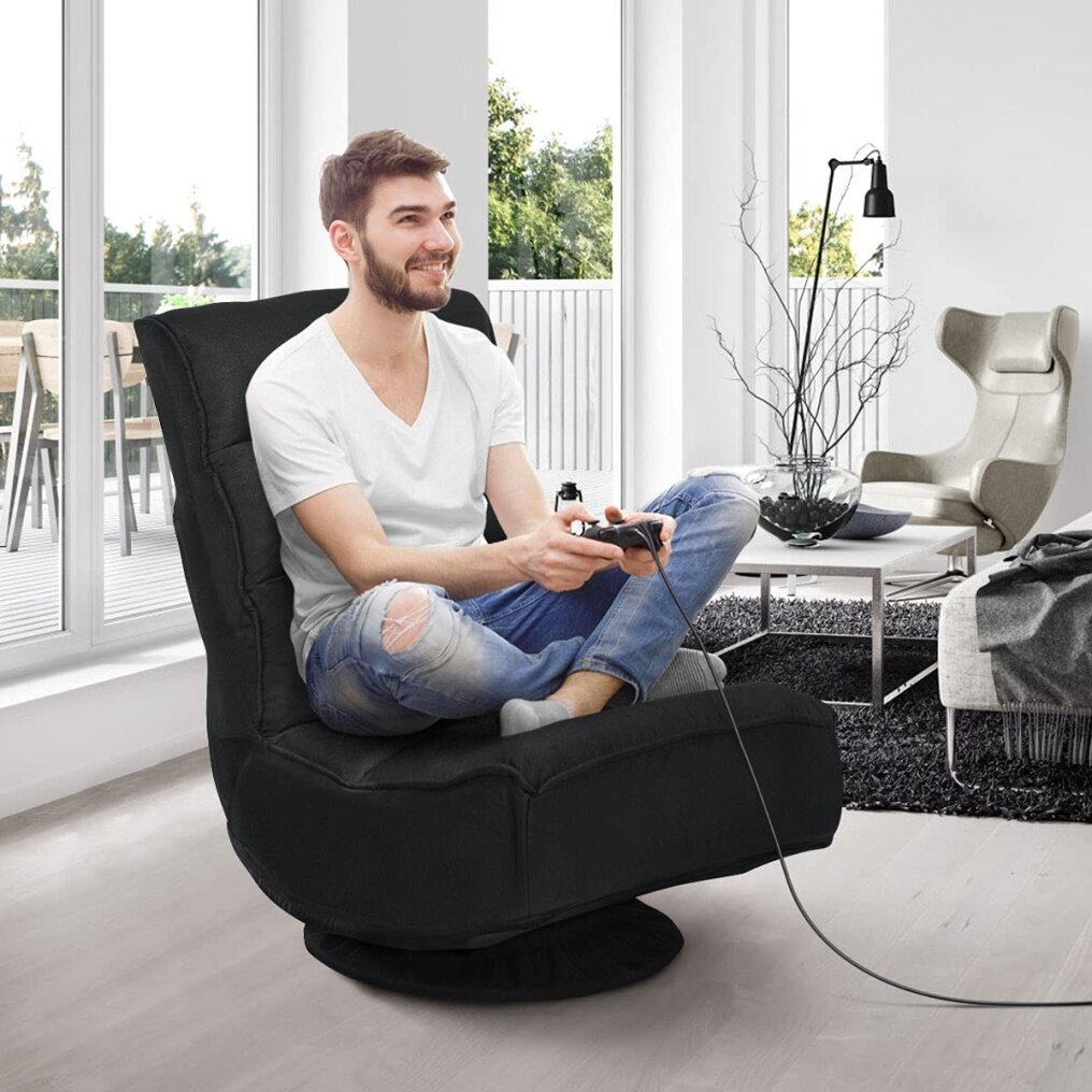Komfott 360 Degree Swivel and 6 Position Adjustable Folding Floor Chair