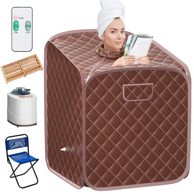 Private 2L Folding Steam Sauna Tent W/Chair Foot for Relax