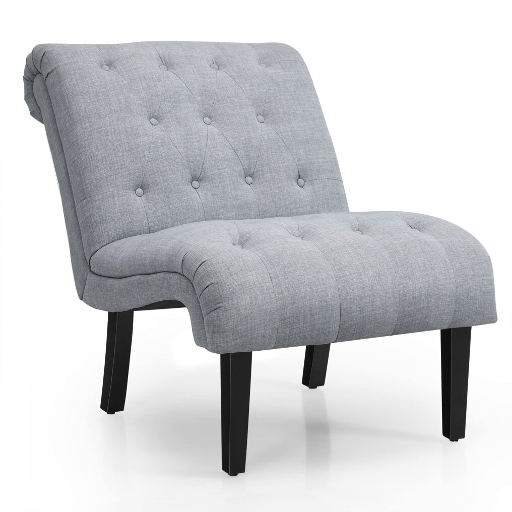 Armless Accent Chair w/Solid Wood Legs & Adjustable Foot Pads