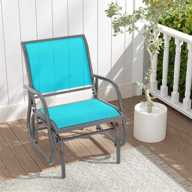 Outdoor Swing Glider Chair, Patio Glider Rocking Chair with Heavy-Duty Metal Frame & Breathable Fabric for Garden, Porch, Backyard