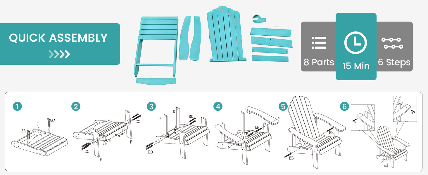 Weather Resistant HIPS Outdoor Adirondack Chair with Cup Holder