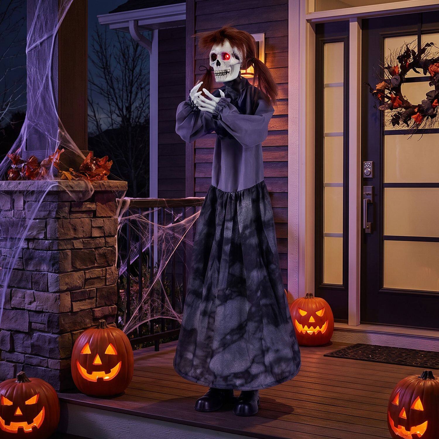 Halloweeni animatroniline hüppehirmu nukk hüpikpea ja heliaktiveeritava disainiga
