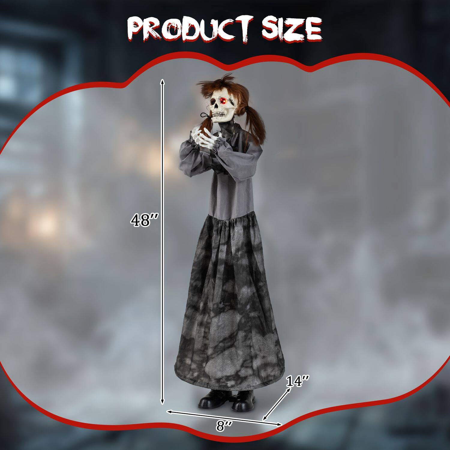 Halloweeni animatroniline hüppehirmu nukk hüpikpea ja heliaktiveeritava disainiga