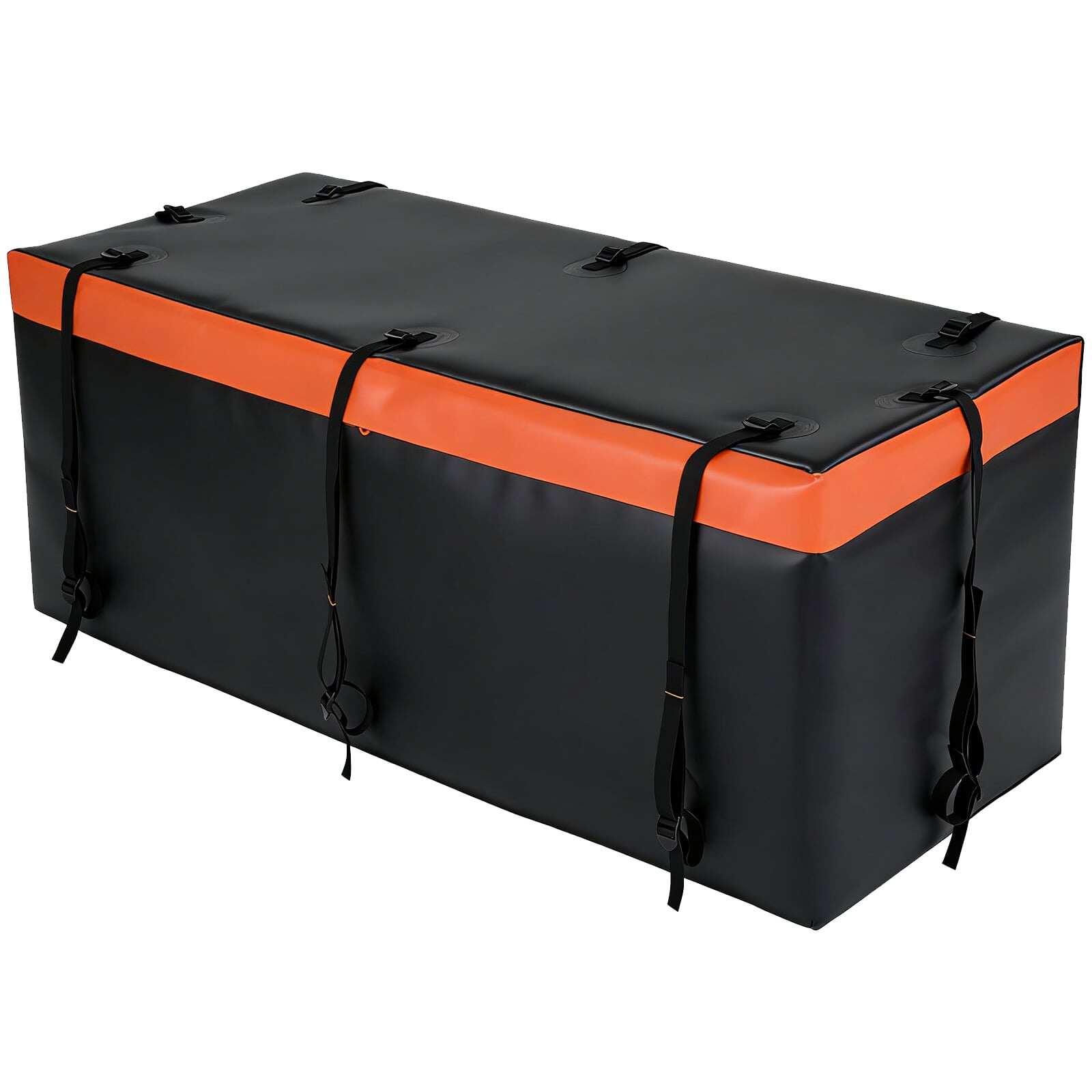 Tagumine pagasikast haakekonksule, 566 l, PVC, veekindel, kokkupandav, tugevdatud rihmad, auto pagasikott, oranž+must