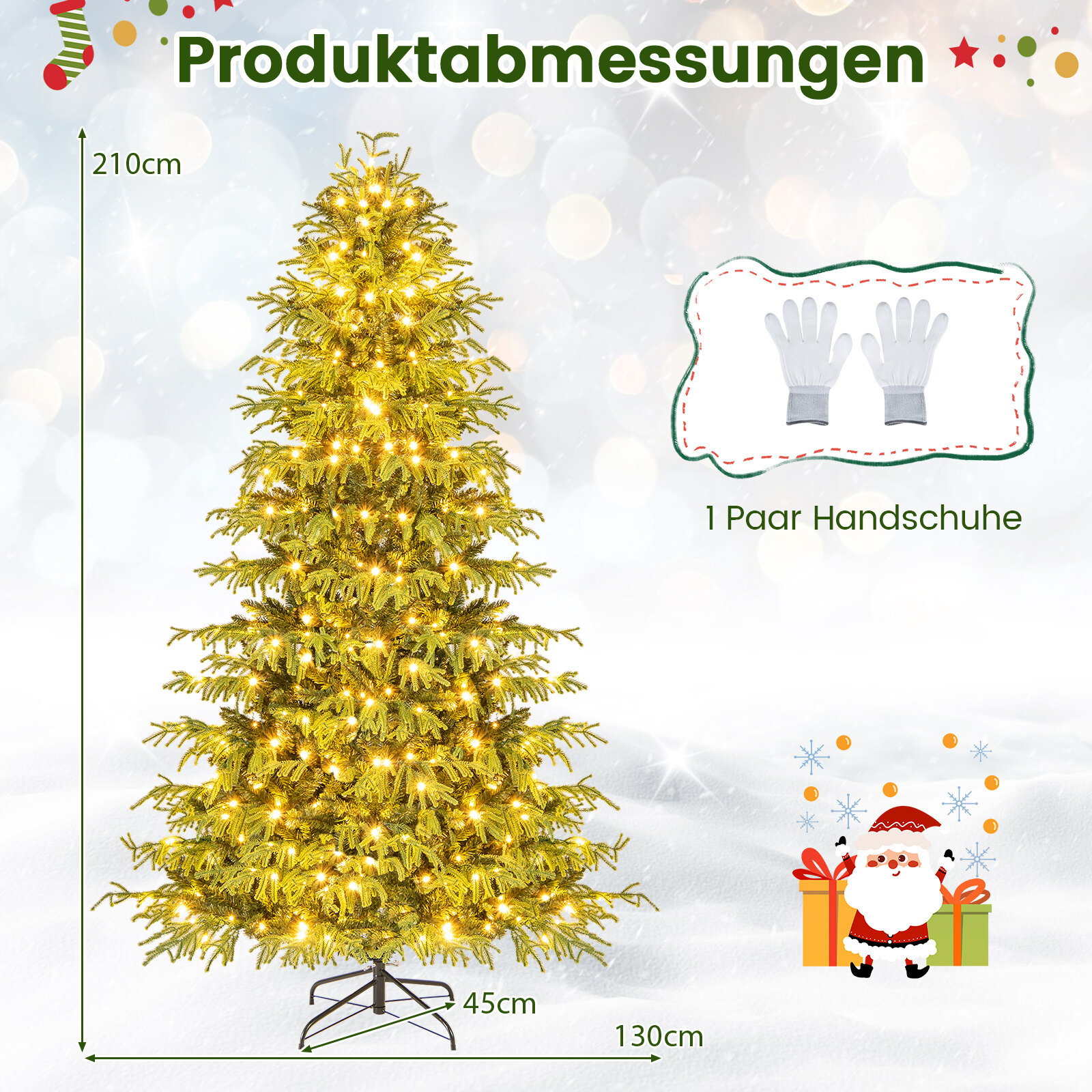 210 cm kunstkuusk valgustusega kuusepuu jõulupuu roheline