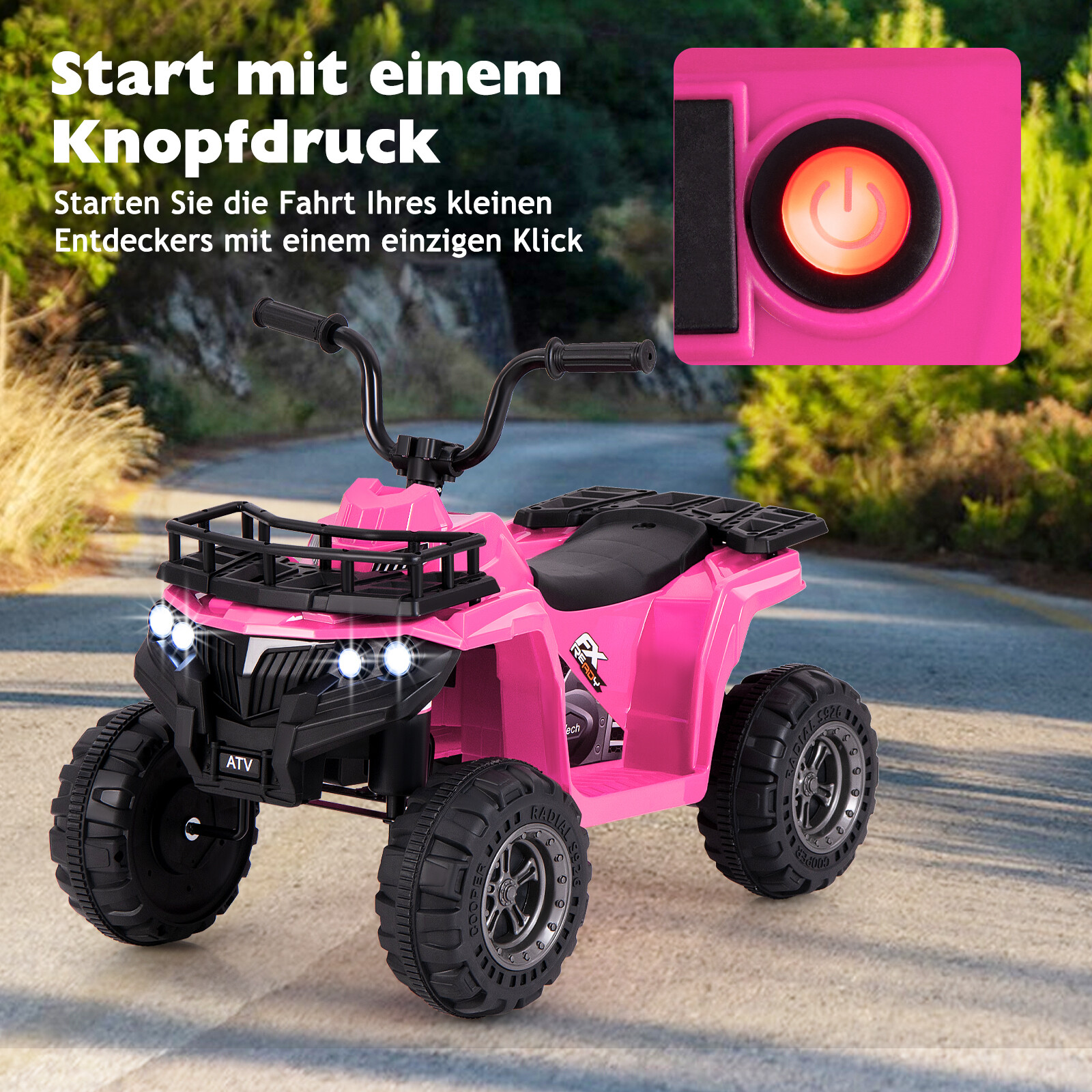 6 V laste elektriline ATV edasi- ja tagasikäiguga laste ATV elektriauto roosa