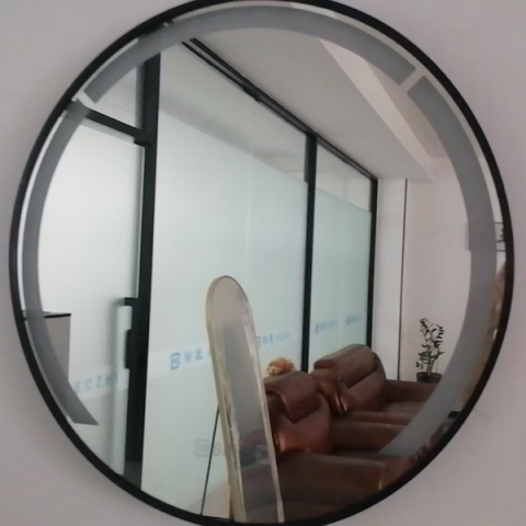 60 cm ümmargune vannitoapeegel LED-valguse ja alumiiniumraamiga, meigipeegel, must
