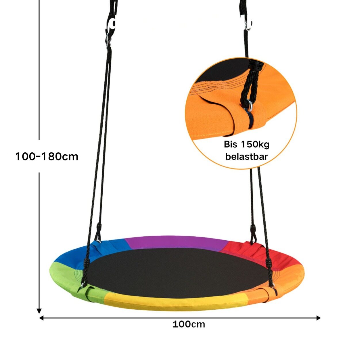 Pesakiik aiakiik õue lastekiik kuni 150 kg värviline/roheline