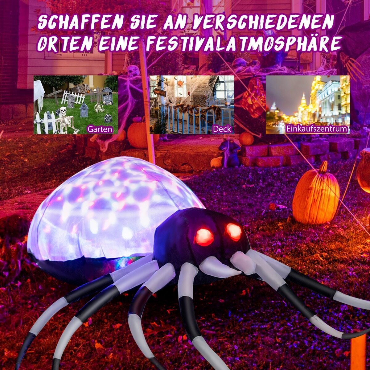 Halloweeni kaunistus Täispuhutav ämblik võrguga 93 x 105 x 34 cm