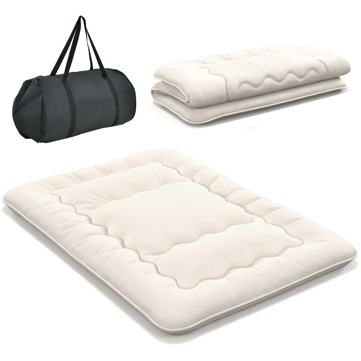 Jaapani futon madrats, tatami matt, põrandamadrats, kokkupandav madrats, beež, 140 x 200 cm