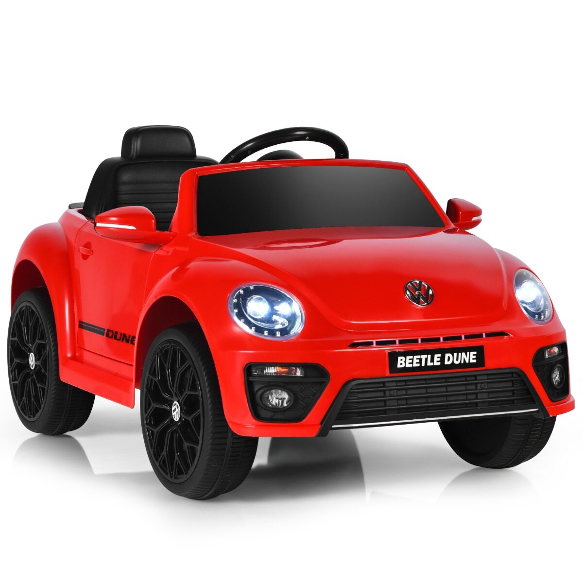 VW Beetle lasteauto muusika ja 2 valgustusrežiimiga, sh 2,4 G kaugjuhtimispult, punane