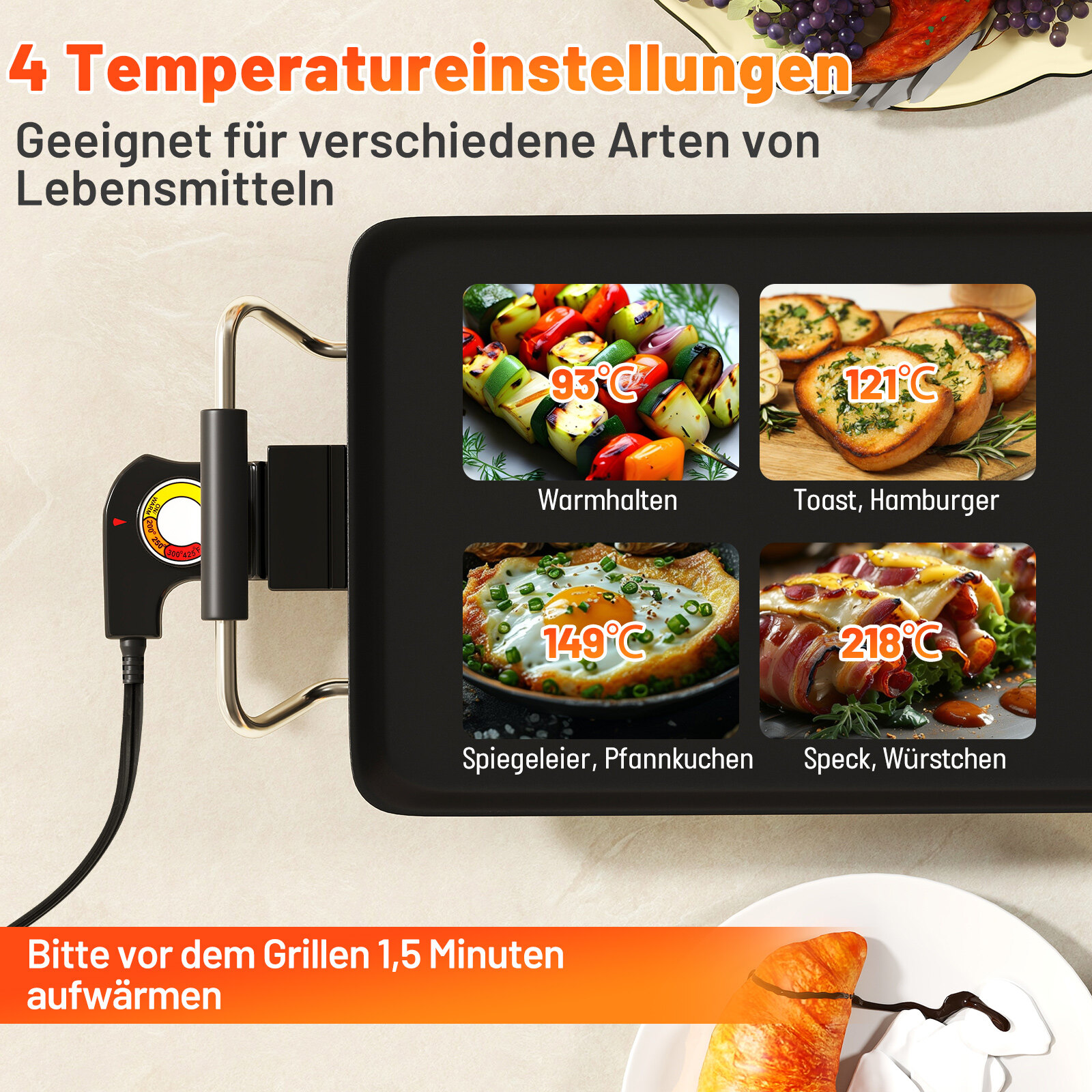 70 cm elektriline grillplaat mittenakkuva pinnaga, reguleeritava temperatuuri termostaadi ja teppanyaki grilli tilkumisalusega