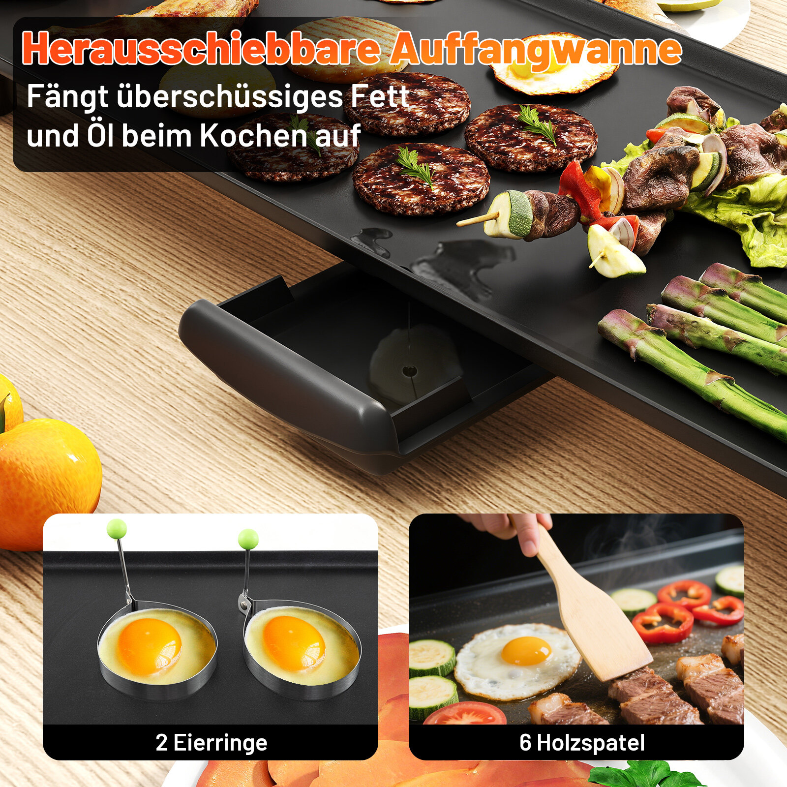 70 cm elektriline grillplaat mittenakkuva pinnaga, reguleeritava temperatuuri termostaadi ja teppanyaki grilli tilkumisalusega