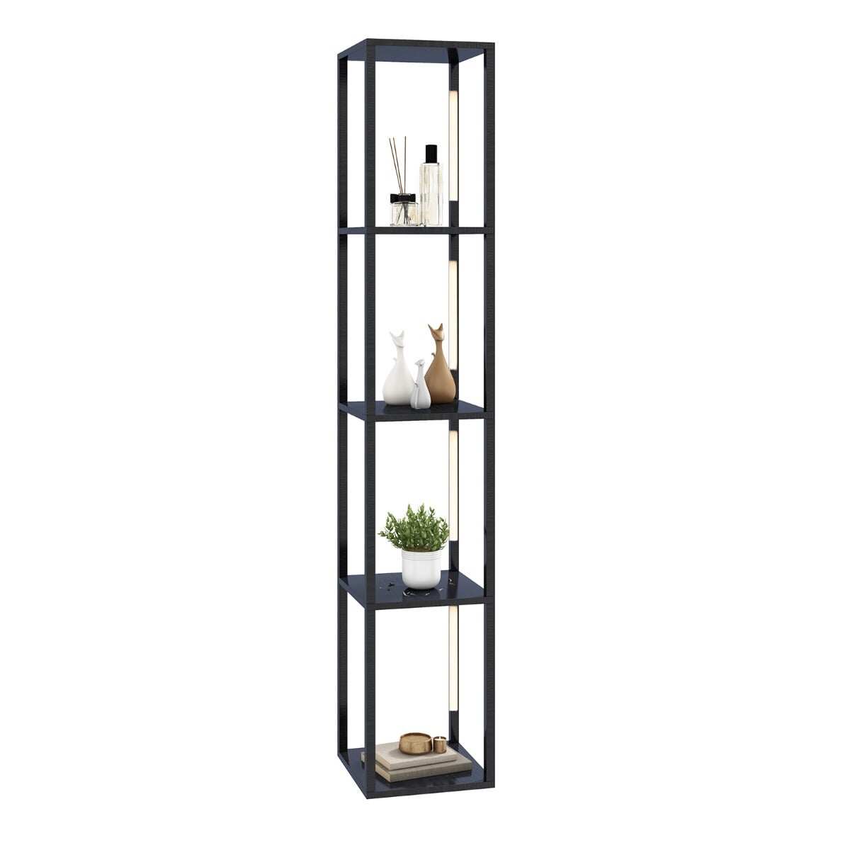 Põrandalamp moodne valgustatud hoiuriiuliga 29 x 29 x 163 cm must
