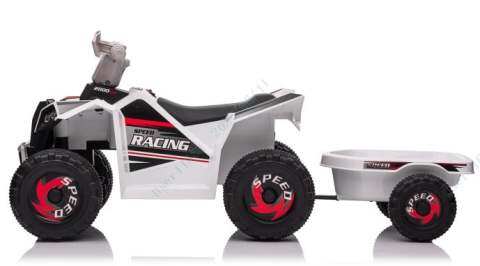 6 V laste elektriline ATV haagisega, elektriauto kulumiskindlate ratastega, valge