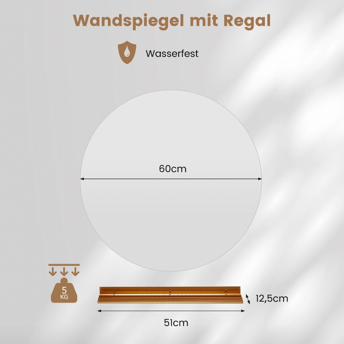 60 cm LED-vannitoa peegel 3 värvilise valguse ja reguleeritava heledusega, ise sulatamise funktsioonidega, meigipeegel