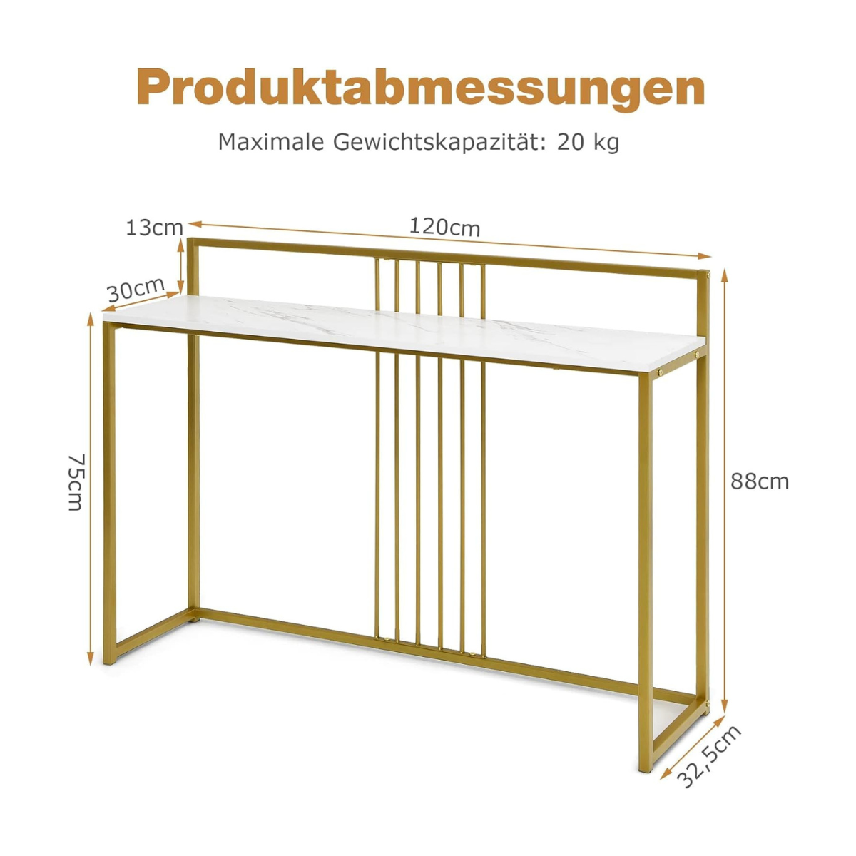 Moodne minimalistlik konsoollaud kunstmarmorist lauaplaadiga