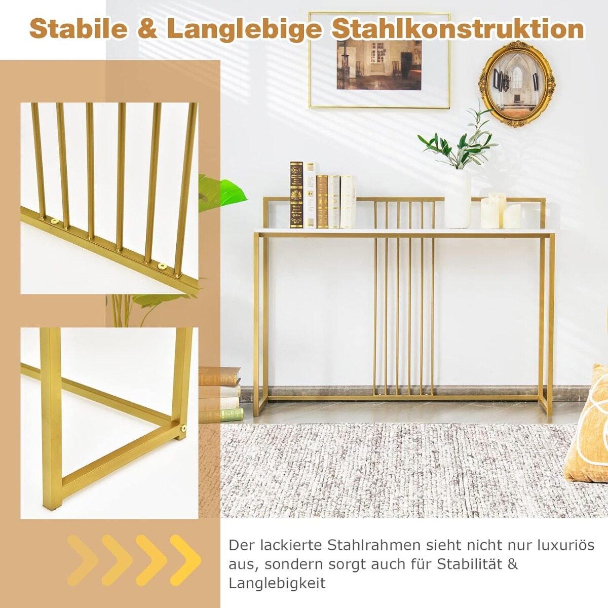 Moodne minimalistlik konsoollaud kunstmarmorist lauaplaadiga