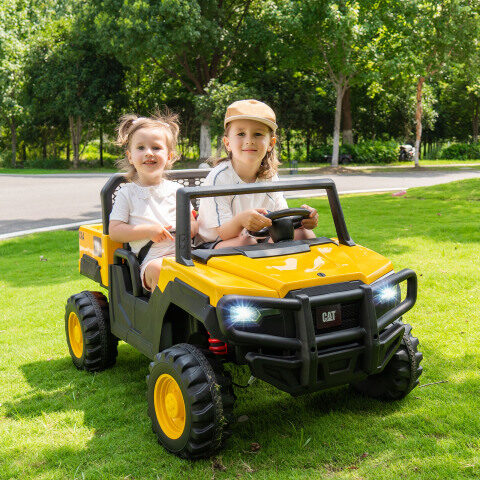 Caterpillar elektriauto 24 V 2-kohaline elektriauto puldiga ja 4 x 100 W mootoriga, kollane