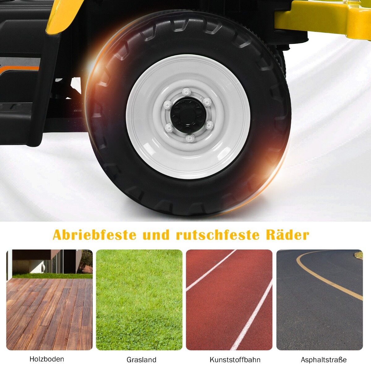12 V laste traktor haagisega akutoitel elektriline mänguauto kollane