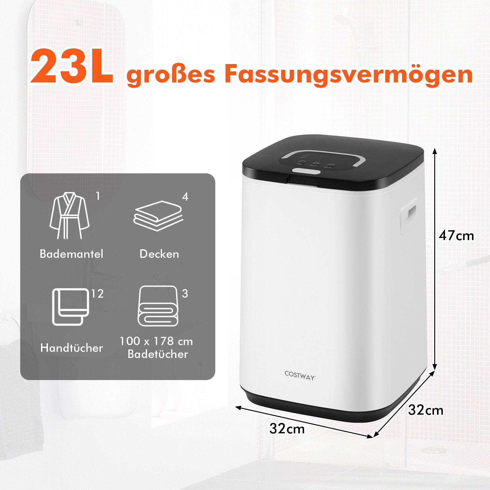 Rätikusoojendaja 23 L rätikusoojenduskonteiner märgutule, taimeri ja soojendusajaga, valge