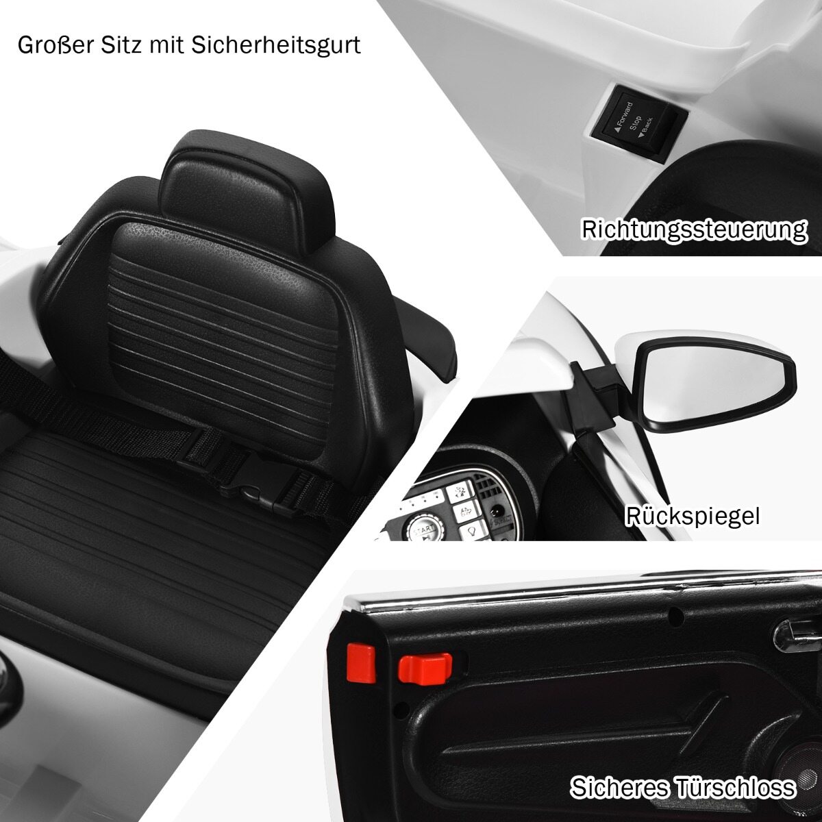 VW Beetle lasteauto muusika ja 2 valgustusrežiimiga, sh 2,4 G kaugjuhtimispult, valge