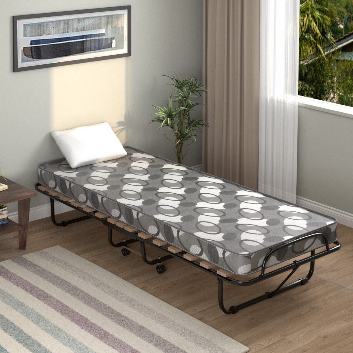 Kokkupandav voodi madratsiga Kaasaskantav ja rullitav külalistevoodi 190 x 80 x 33 cm Hall Valmistatud Itaalias Päritolumaa: Itaalia