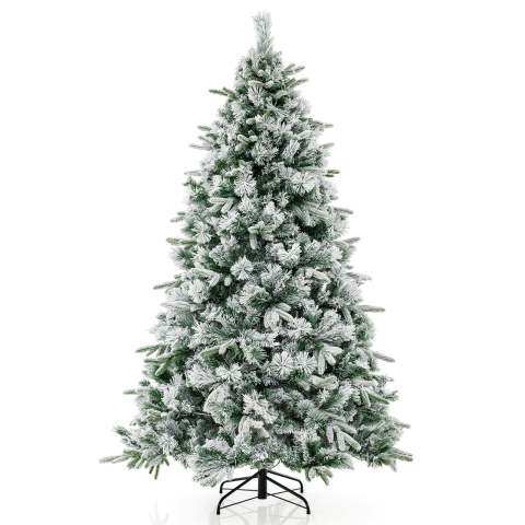 210 cm kunstkuusk lume ja valgustava kuusepuuga, millel on 300 sooja valget LED-tuld