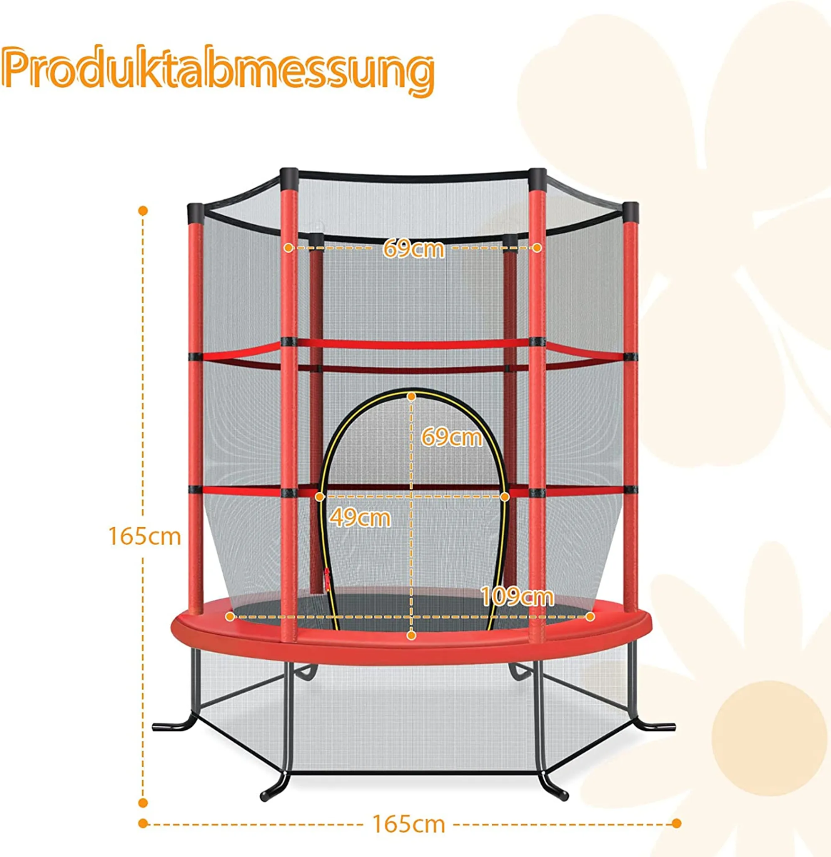 Ø140cm aiabatuut turvavõrguga, kandevõime kuni 135 kg, lastele alates 3. eluaastast, punane